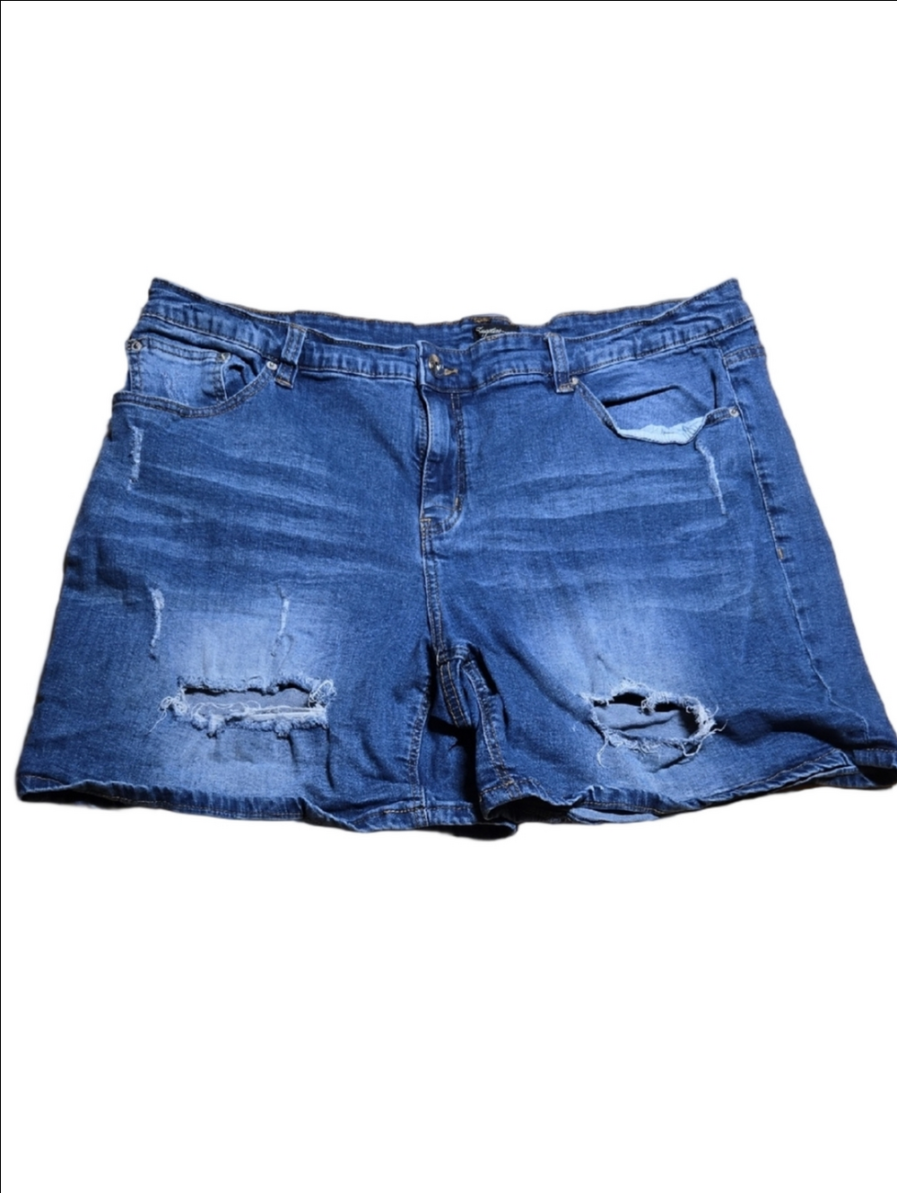 ♡Supplies High-Rise Distressed Denim Jean Shorts in Blue Size 18w